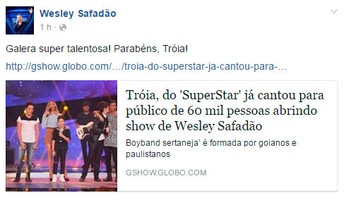 Grupo Tróia ganha elogios de Wesley Safadão por Superstar