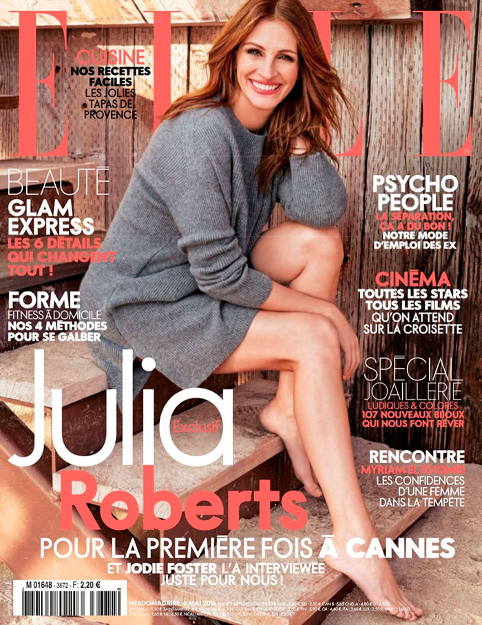 Julia Roberts aparece encantadora na capa da Elle Francesa