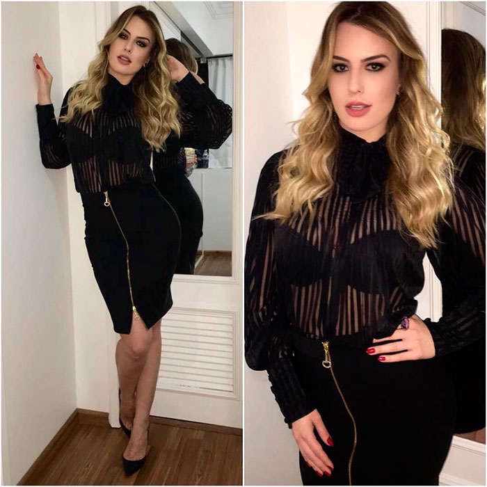 Fernanda Keulla deixa sutiã à mostra em look