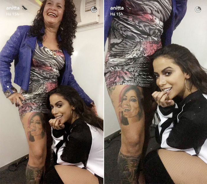 Fã de Anitta tatua rosto da cantora na perna: 'Chocada'