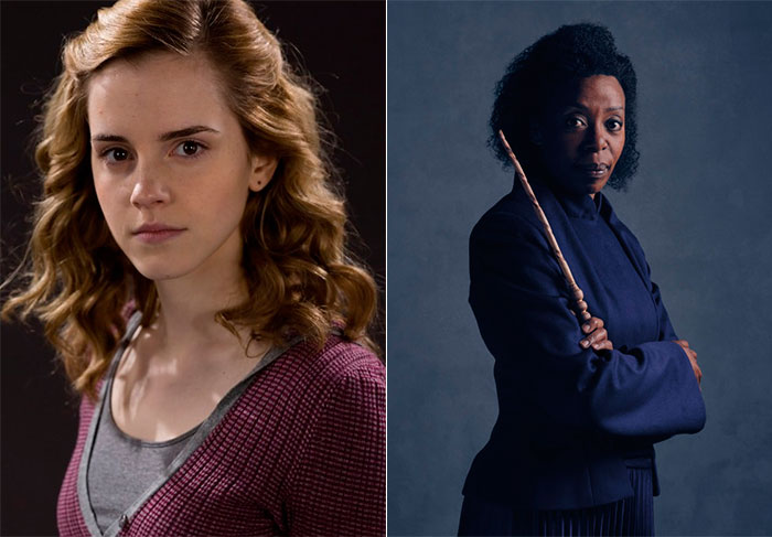 Emma Watson e Noma Dumezweni como Hermione Granger