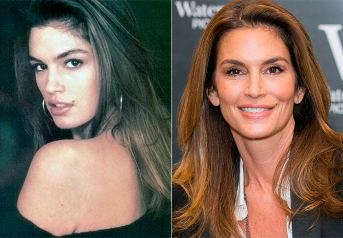 Atualmente, Cindy Crawford, que foi considerada uma das modelos mais bonitas do mundo no auge de sua carreira, tem 50 anos. Porém, do início de sua carreira para cá pouca coisa mudou nos traços da modelo, hein? Não é à toa que a comparam tanto com sua filha Kaia Gerber, que tem APENAS 14 ANOS 