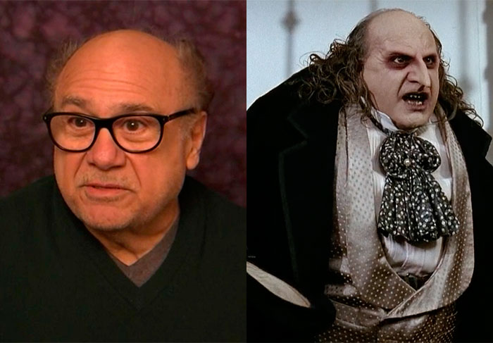 Um dos personagens conhecidos de Danny DeVito é o Pinguim no filme Batman - O Retorno, mas é bem difícil perceber que é o ator por trás do vilão