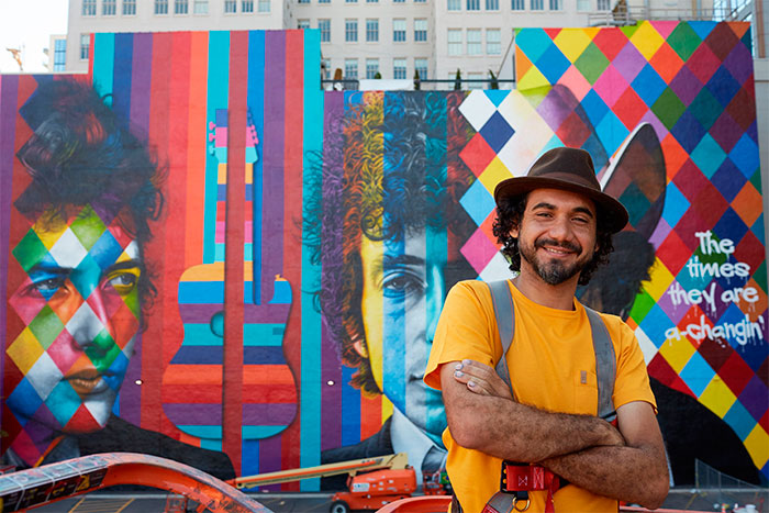Eduardo Kobra pintou mural sobre Bob Dylan nos EUA