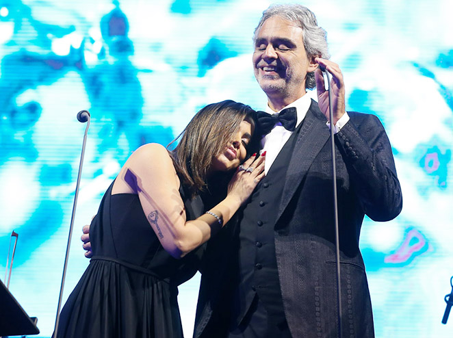 Sem Paula Fernandes, Andrea Bocelli se apresenta em Curitiba com Daniel e Anitta 