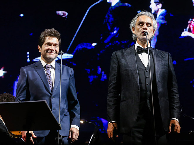 Sem Paula Fernandes, Andrea Bocelli se apresenta em Curitiba com Daniel e Anitta 