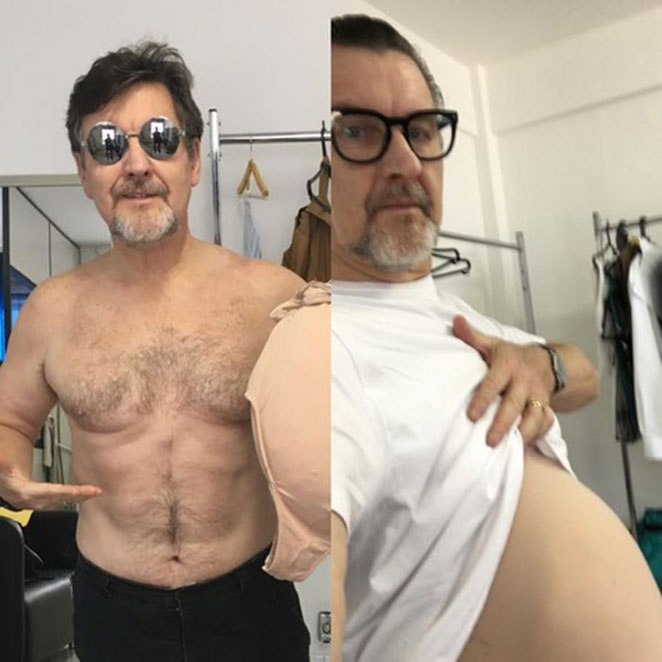 Antônio Calloni usa barriga falsa em supersérie 