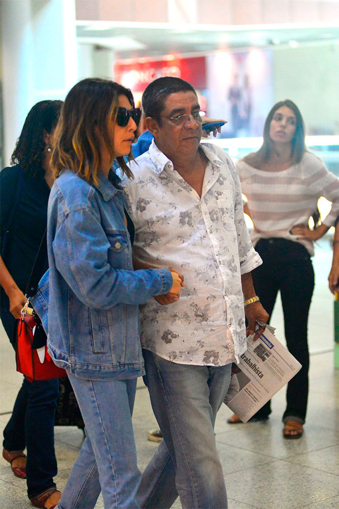 Fernanda Paes Leme encontra com Zeca Pagodinho em aeroporto