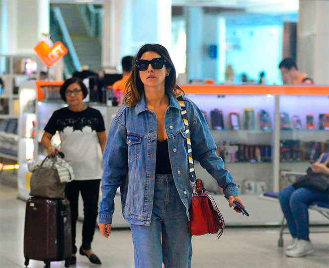 Fernanda Paes Leme encontra com Zeca Pagodinho em aeroporto