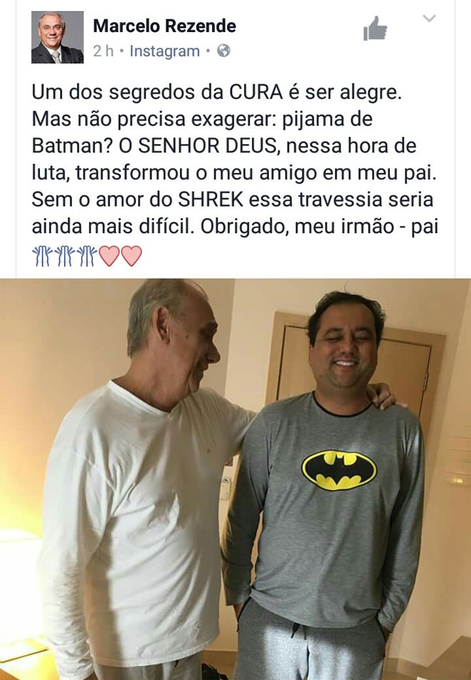 Marcelo Rezende posta foto e se declara ao amigo Geraldo Luí