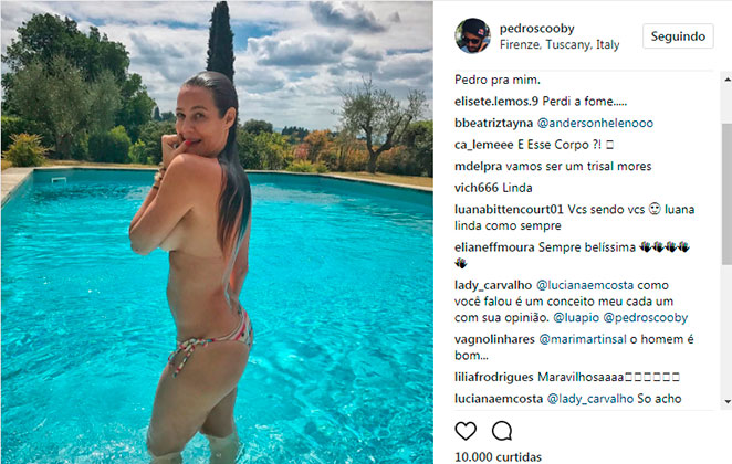 De topless, Luana Piovani sensualiza em clique do marido