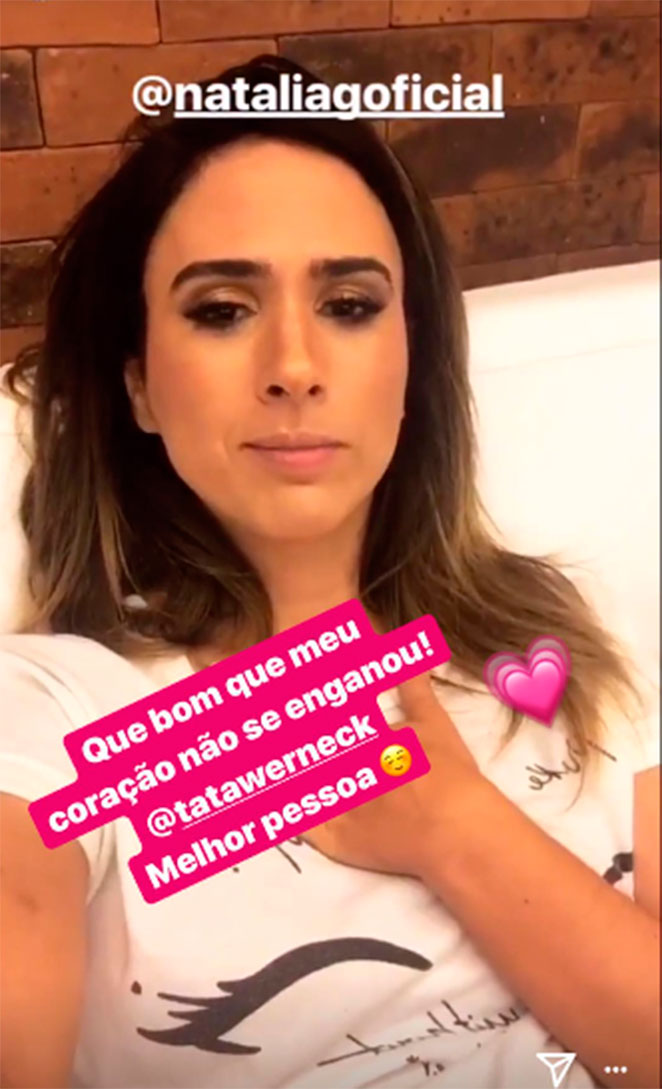 Tatá Werneck se desculpa com Natalia Guimarães após climão