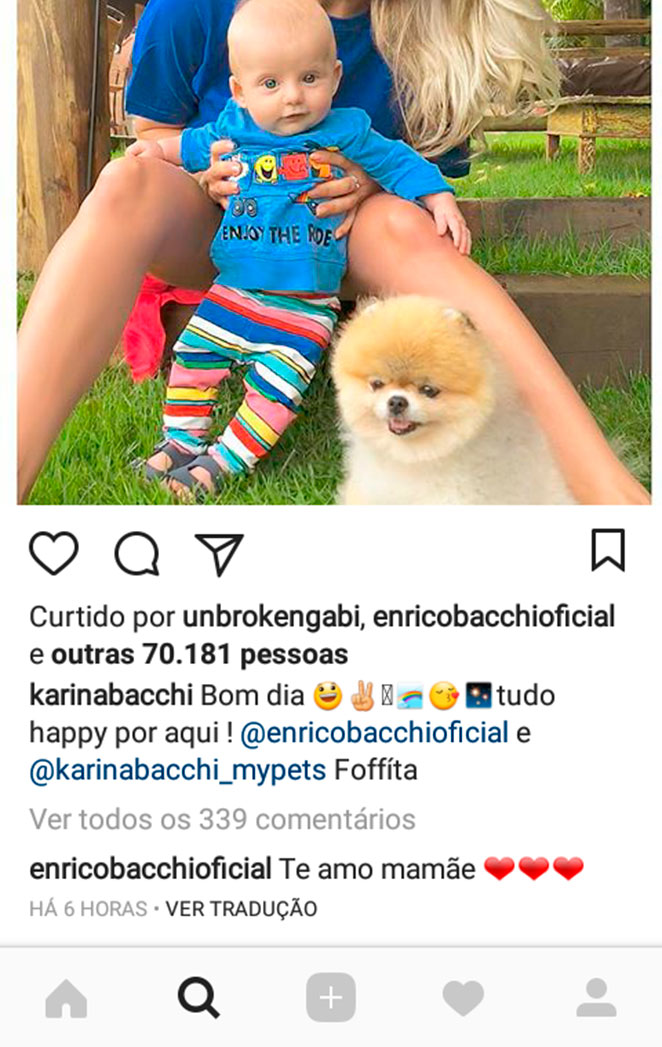 Karina Bacchi posta linda foto e Enrico 'comenta'