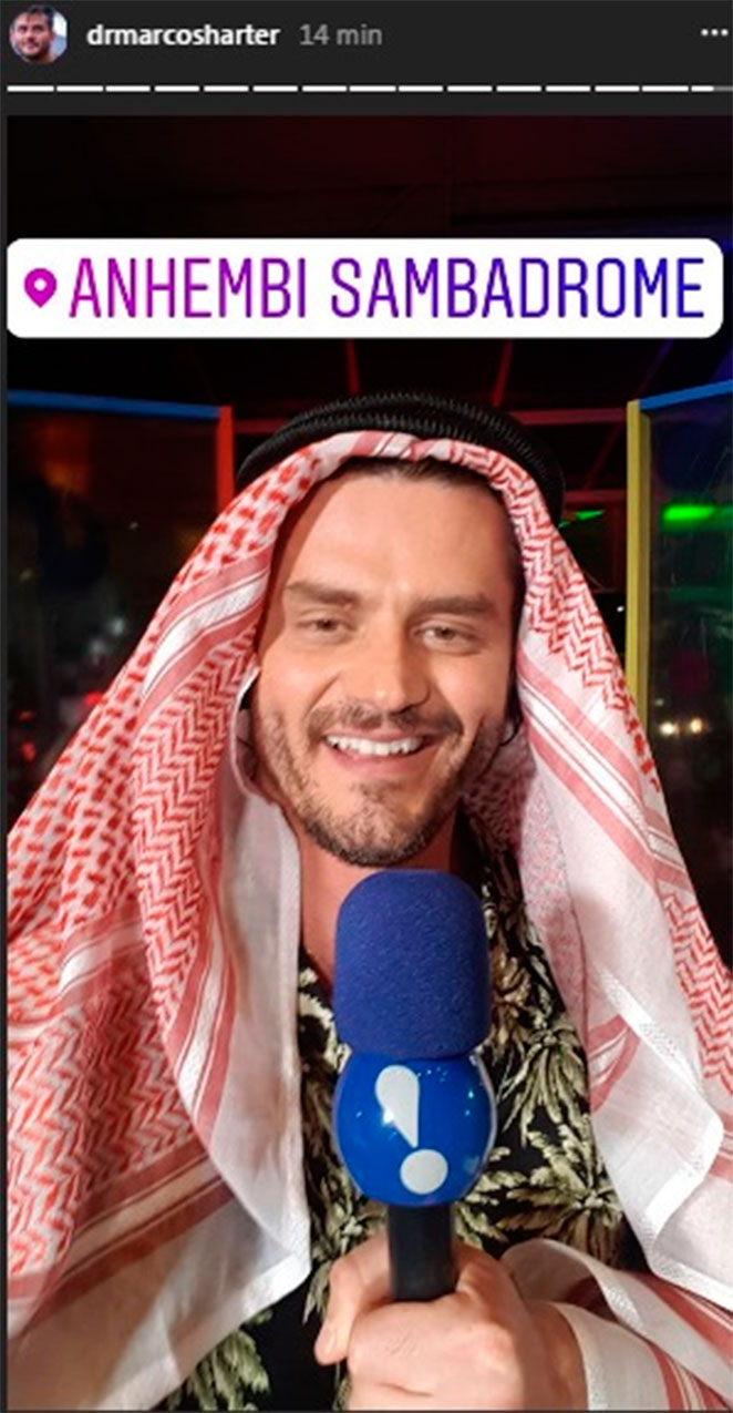 Marcos Harter se veste de sheik para o Carnaval de São Paulo