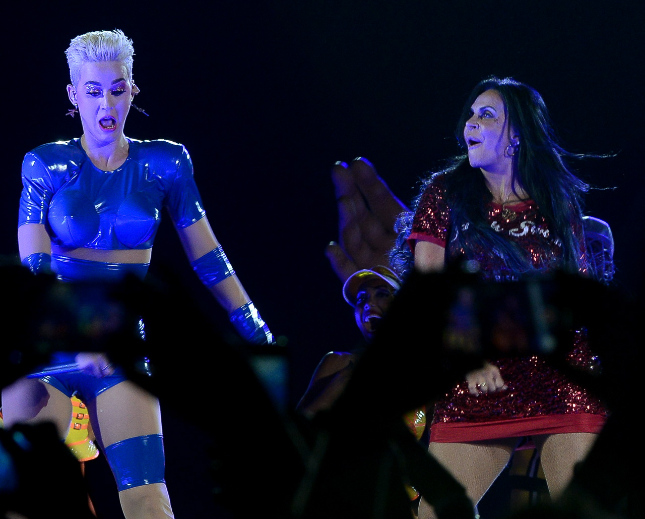 Katy Perry e Gretchen no palco