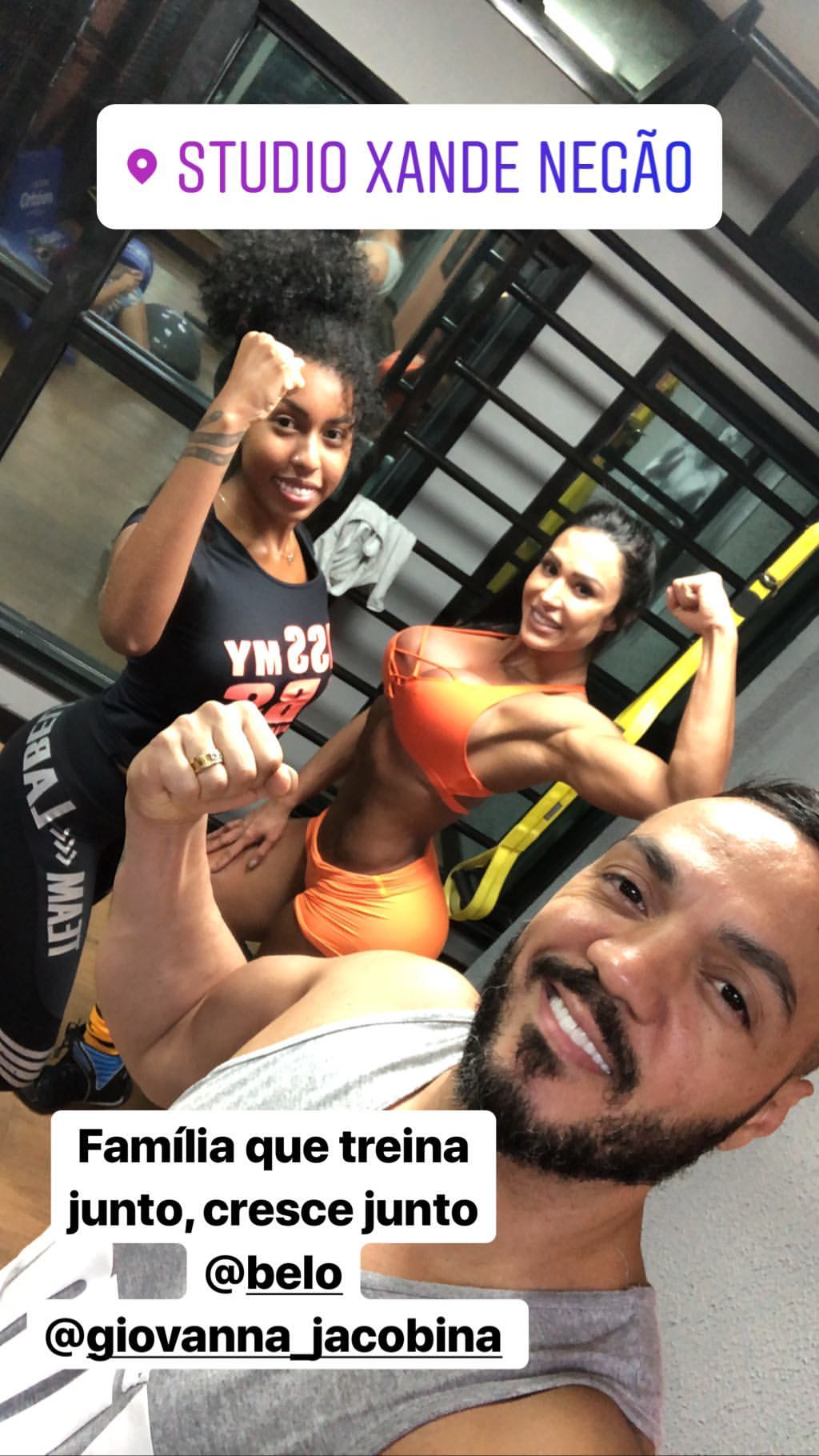 Gracyanne Barbosa mostra dia de treino com Belo e a irmã