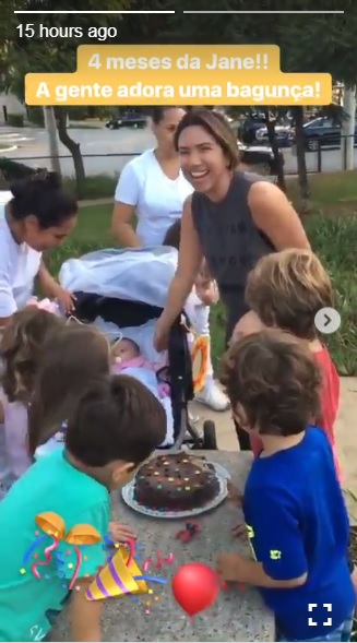 Patrícia Abravanel celebra quatro meses da filha com festinha ao ar livre