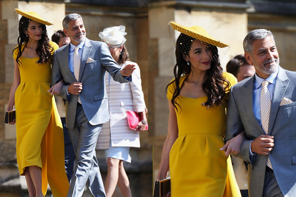 Amal e George Clooney chegam para o casamento de Harry e Meghan