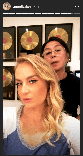 Angélica com o beauty artist Celso Kamura