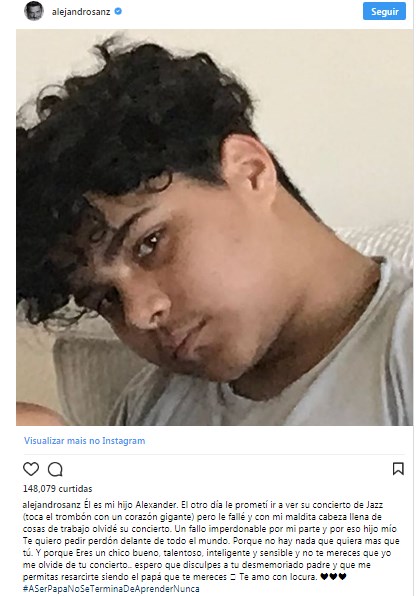 Alejandro Sanz usa Instagram para pedir desculpas ao filho