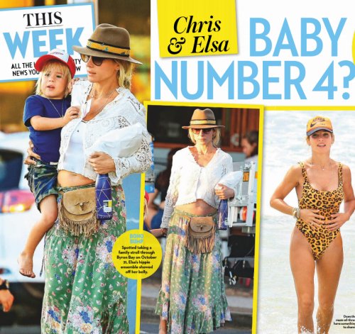 Elza Pataky pode estar grávida do quarto filho do ator Chris Hemsworth