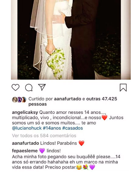 Fernanda Paes Leme recorda instante icônico do casamento de Huck e Angélica