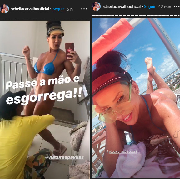 Scheila Carvalho mostra detalhes de bronzeamento, no Instagram