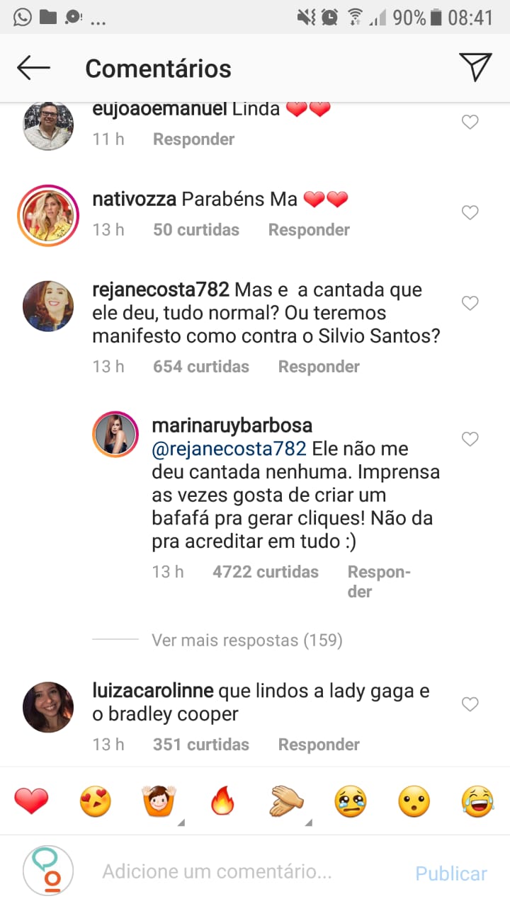 Marina Ruy Barbosa nega cantada de Roberto Carlos