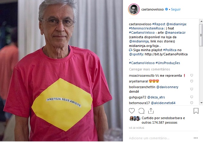 Publicação de Caetano Veloso no Instagram