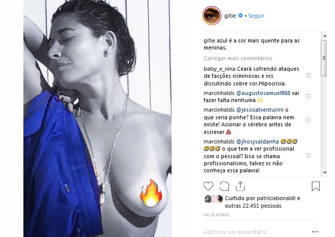 Publicação de Giselle Itié no Instagram