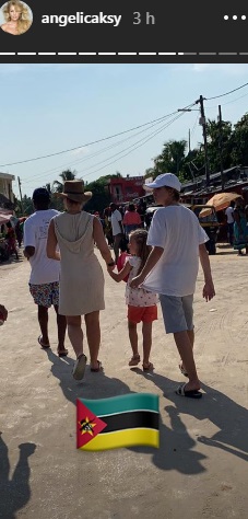 Luciano Huck e Angélica passeiam com a família em Moçambique