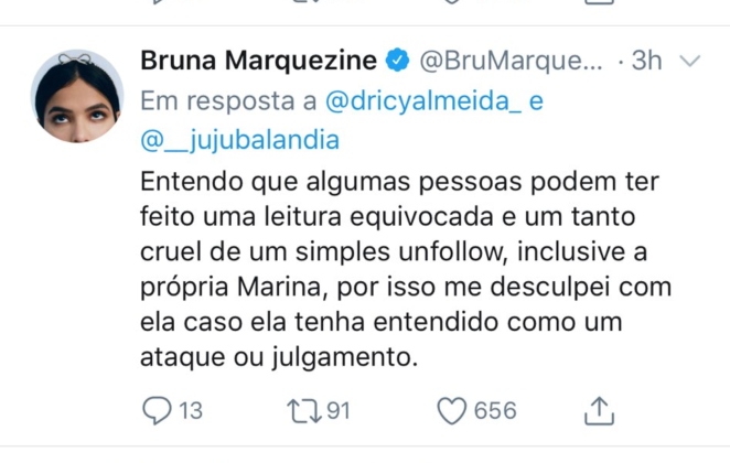 Bruna Marquezine explica unfollow em Marina Ruy Barbosa 