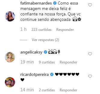 Fátima Bernarndes, Angélica e o ator Ricardo Pereira deixam mensagens de apoio para Ana Furtado