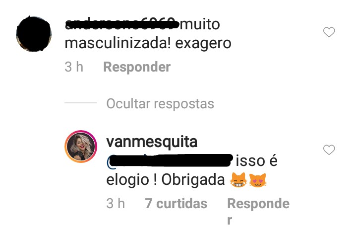 Vanessa Mesquita rebate crítica de internauta