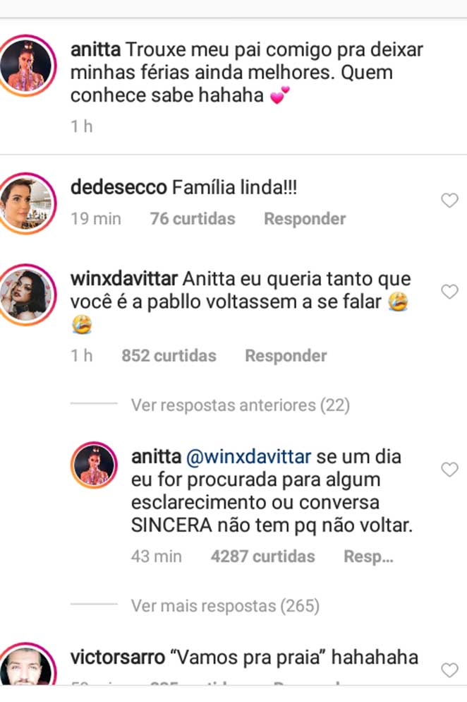 Anitta revela se voltaria a falar com Pabllo Vittar