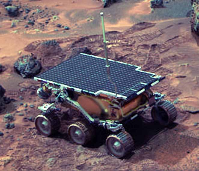 O Robô Sojourner, acordado em Marte, em 1997, com a canção Coisinha do Pai