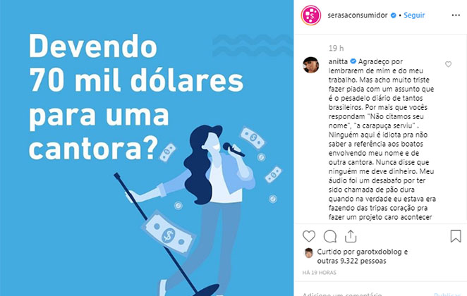 Anitta se revolta com brincadeira de empresa e solta o verbo