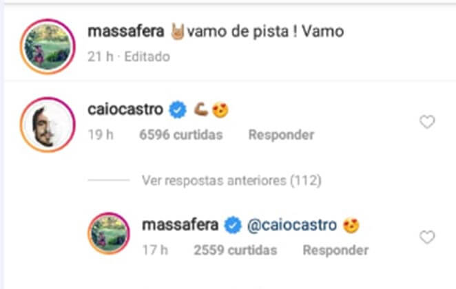 Grazi Massafera e Caio Castro trocam comentários românticos