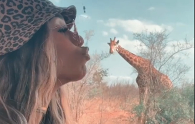 Ludmilla demonstra seu amor por girafas