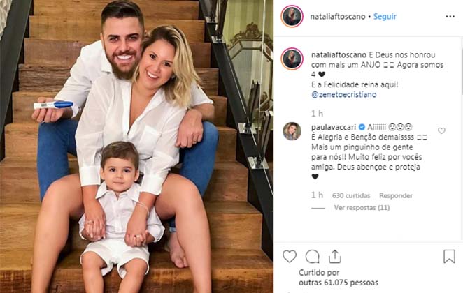 Zé Neto comemorou com os seguidores a mais nova gravidez da esposa, Natália Toscano