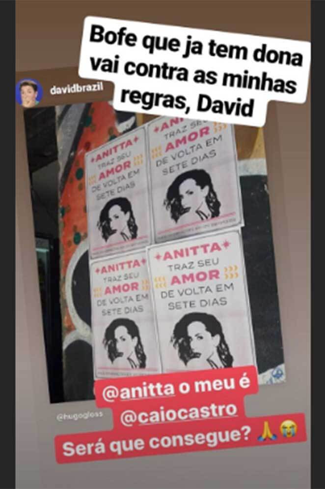 David Brazil 'pede' Caio Castro e Anitta diz: 'Tem dona'