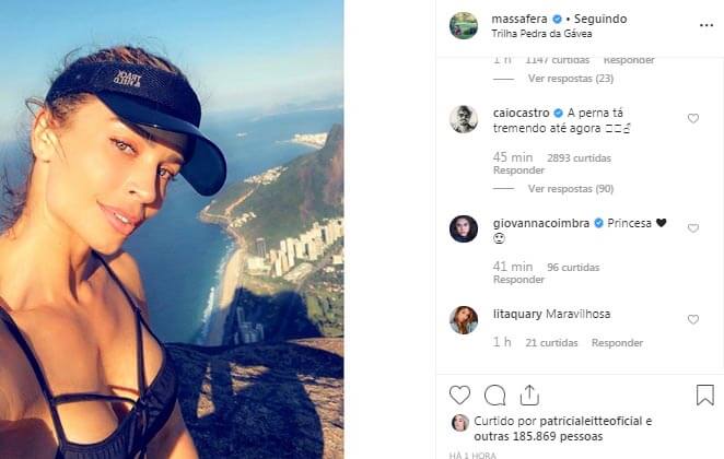 Caio Castro comenta foto de Grazi: 'Perna tremendo até agora'