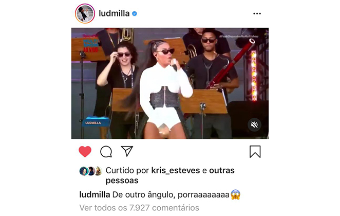 Postagem de Ludmilla no Instagram