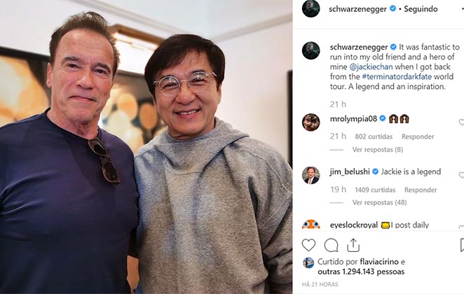 Arnold Schwarzenegger posta eloguios a Jackie Chan