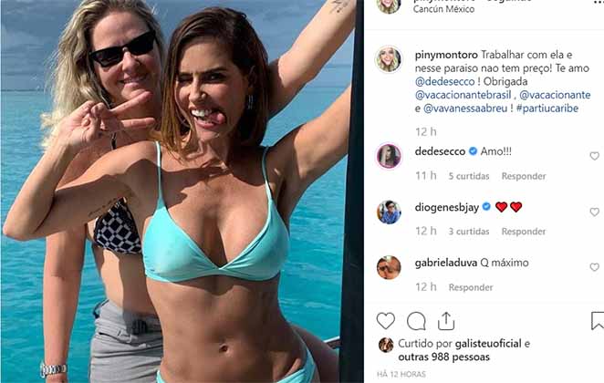 Post da empresária Piny Montoro com Deborah Secco 