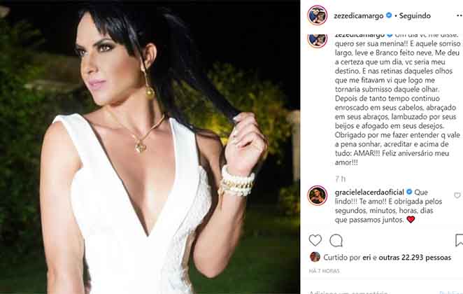 zezé Di Camargo faz declaração picante à Graciele Lacerda