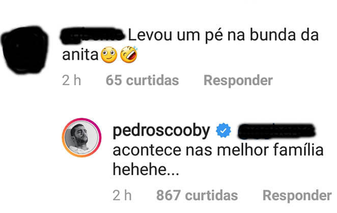 Pedro Scooby responde seguidora no Instagram