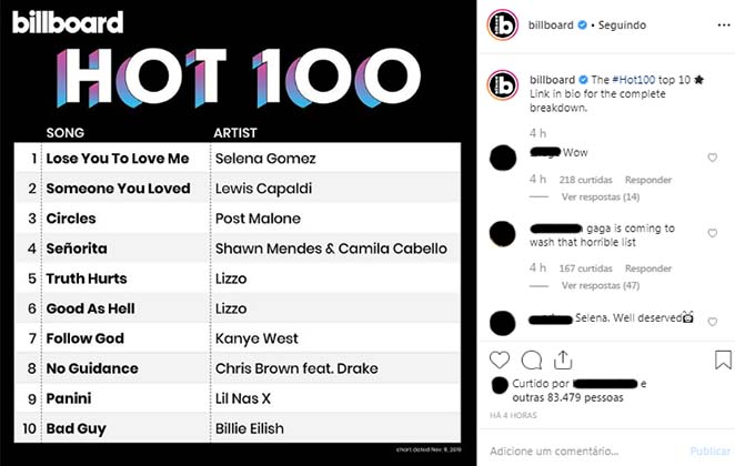 Selena Gomez alcança o topo da Billboard Hot 100 pela primeira vez