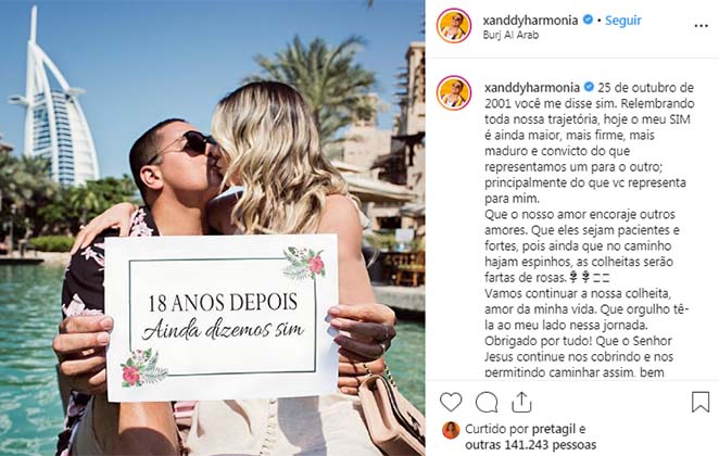 Xanddy surgiu todo apaixonada pela cantora e até fez uma declaração no Instagram