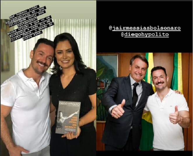 Jair Bolsonaro e Michelle com Diego Hypólito